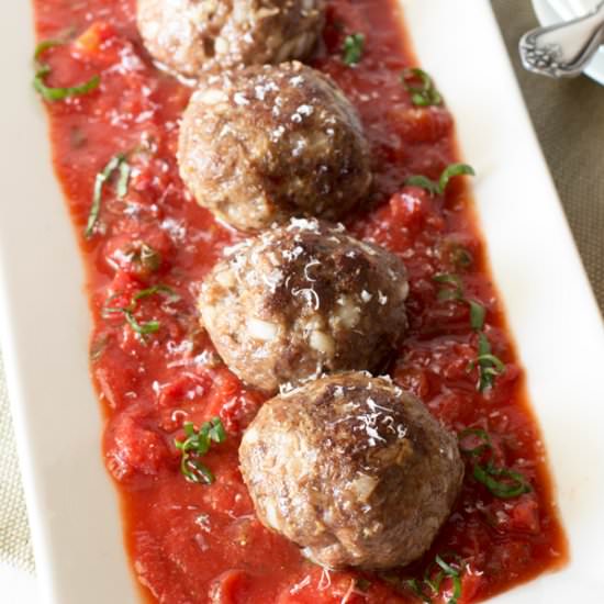 Three Cheese Stuffed Meatballs