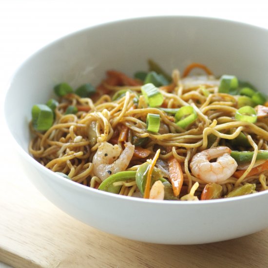 Indian Chinese Shrimp Chow Mein