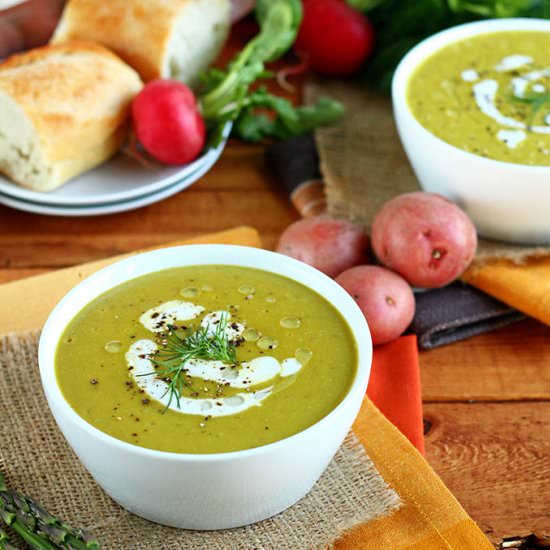 Vegan Cheesy Potato&Asparagus Soup