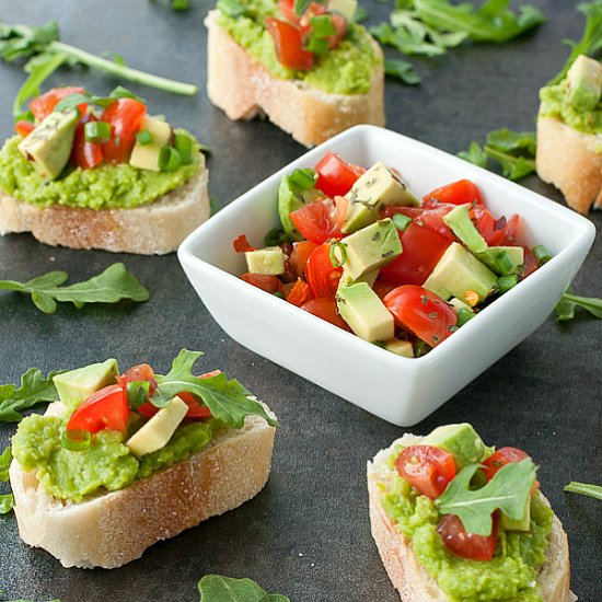 Sweet Pea Crostini with Avocado