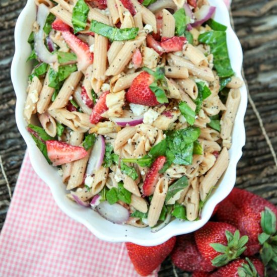 Strawberry Poppy Seed Pasta Salad