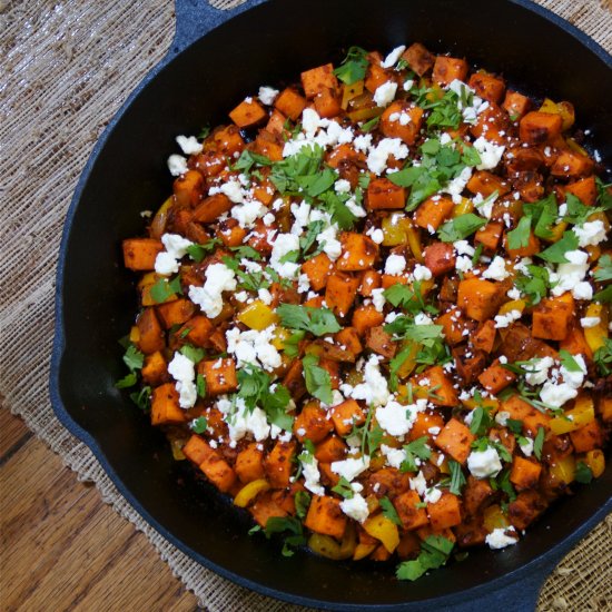 Sweet Potato Hash w/ Chorizo & Feta