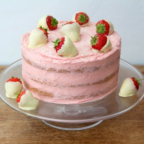 Strawberry and coconut cake