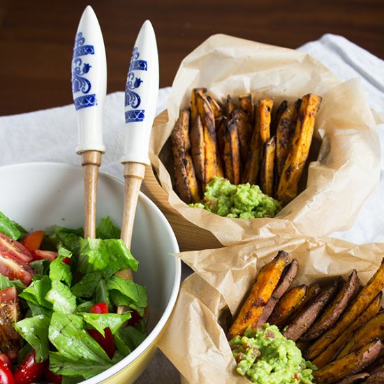 Sweet Potato Fries with Guacamole