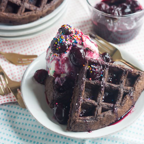 Black Forest Waffle Sundaes