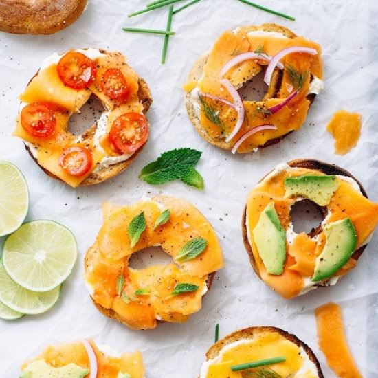 Papaya Lox with Lemon Cream Cheese