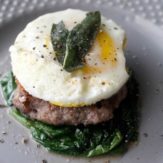 Sausage Spinach Egg Stack