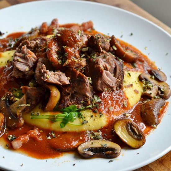 Pork Cheeks with Cheesy Polenta