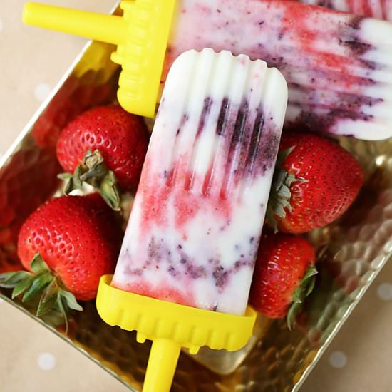 Fresh Berry Tie Dye Popsicles