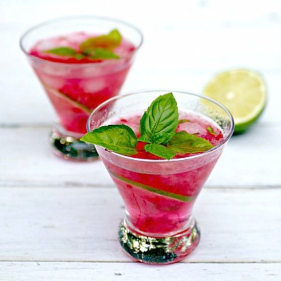 Raspberry Lime Basil Gin Cocktail