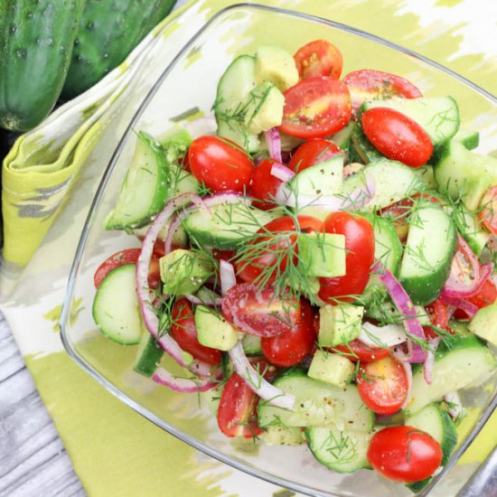 Tomato Cucumber and Avocado Salad