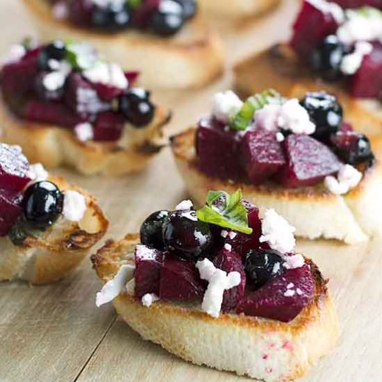 Beet and Blueberry Bruschetta