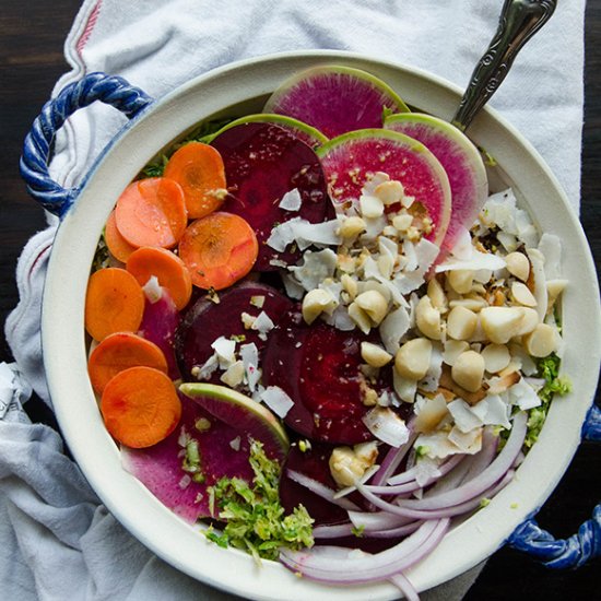 Roots, Radish & Coconut Salad