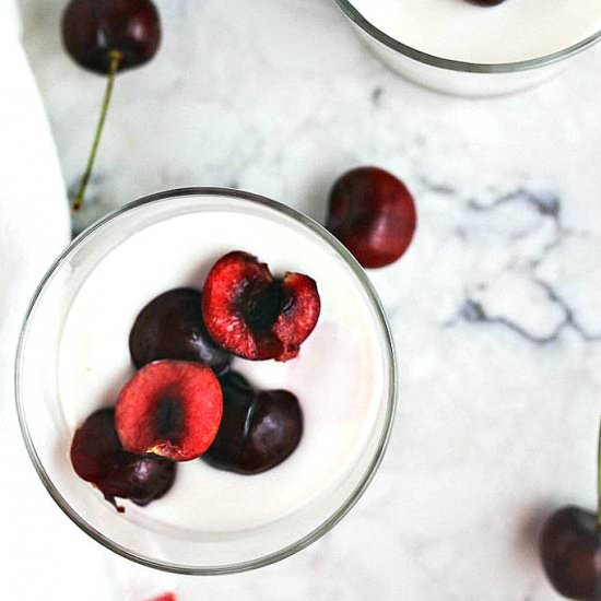 Coconut Panna Cotta with Cherries