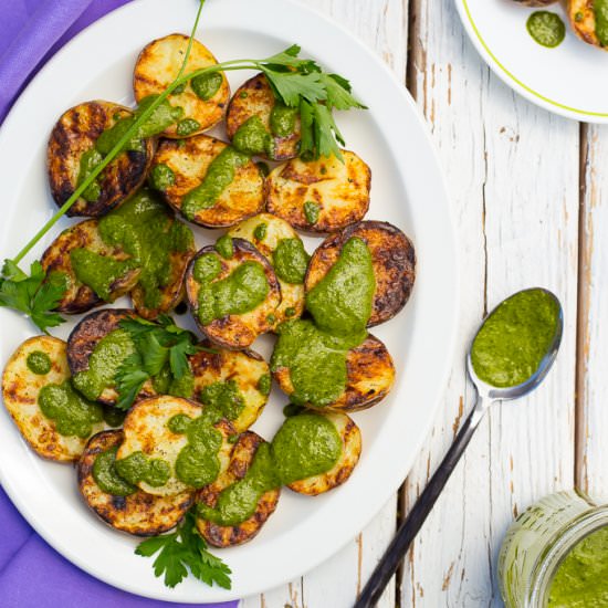 Grilled Potatoes with Herb Dressing