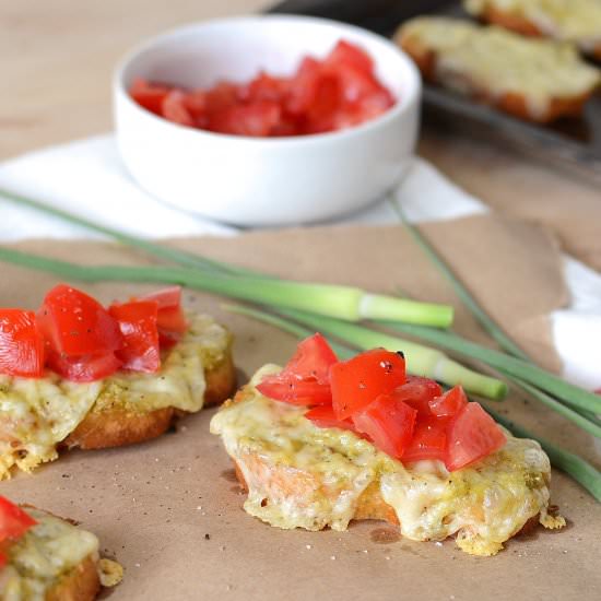 Garlic Scape Pesto Crostini