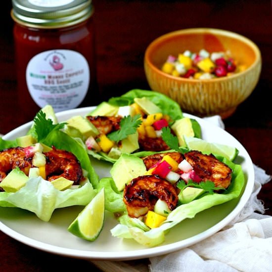 Mango chipotle bbq shrimp