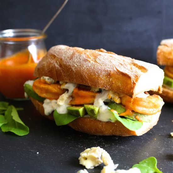 Buffalo Shrimp Avocado Sandwiches