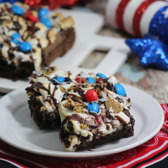 Patriotic Smores Brownies