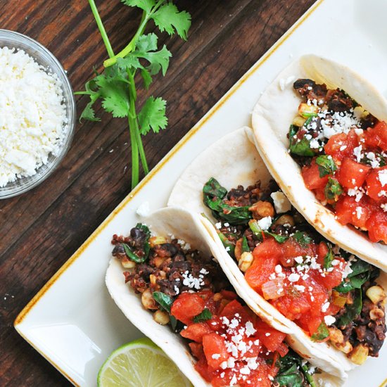 Beans & Greens Tacos w/ Watermelon