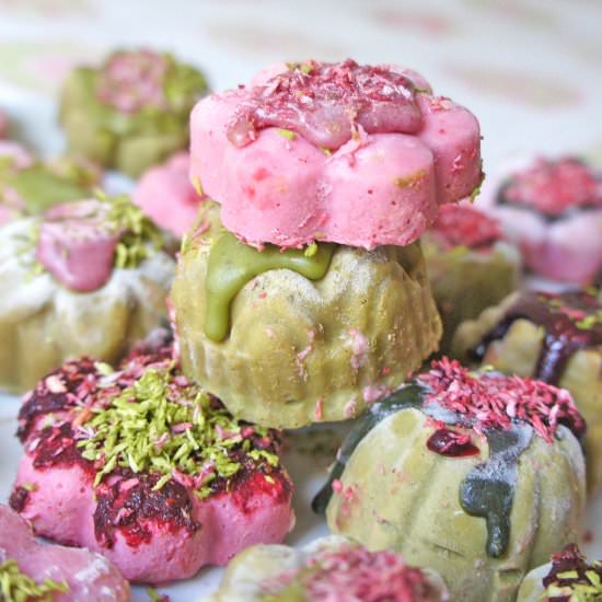 Strawberry Matcha Ice Cream Bites