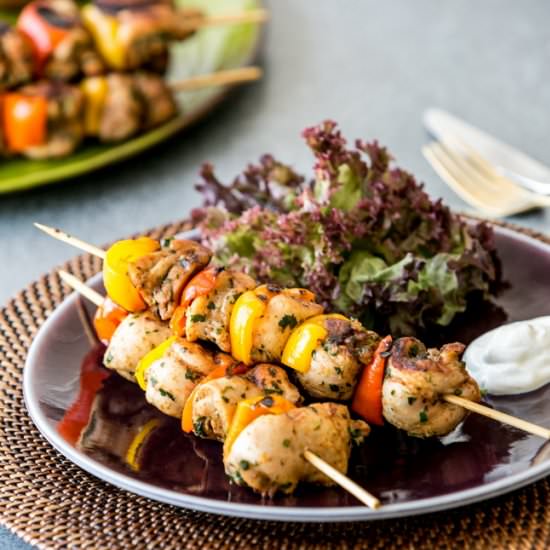 Chicken Skewer w/ Bell Peppers Sauce