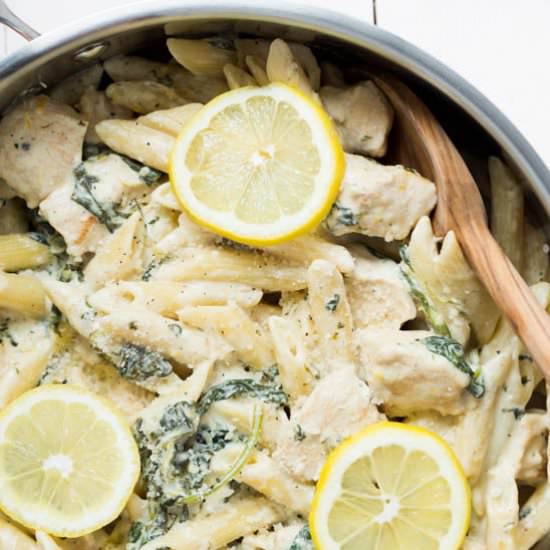 One Pot Cream Lemon Chicken Pasta