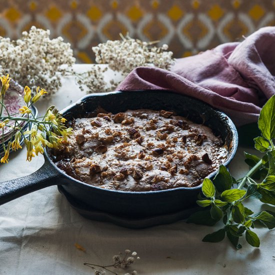 Skillet Peach Cobbler with Pecans