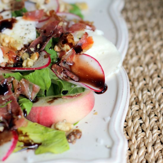 Fresh Summer Peach + Mozzarella Salad