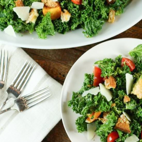 Kale and Broccoli Caesar Salad