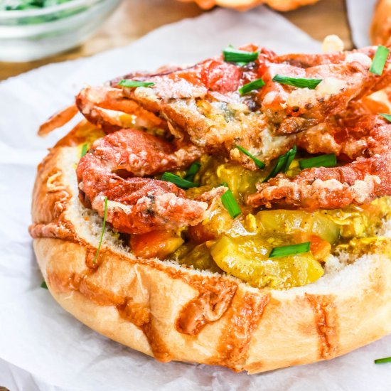 Curry Soft Shell Crab In Bread Bowl