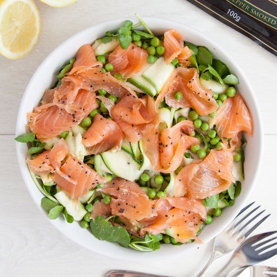 Courgette lemon smoked salmon salad