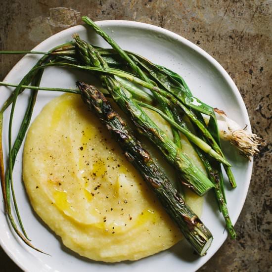 Spring Vegetables and Parsnip Puree