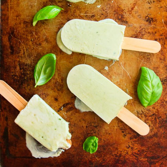 Sweet Basil and Honey Popsicles