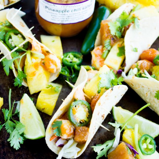 Shrimp Pineapple Chili Salsa Tacos