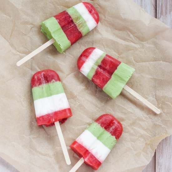 Matcha Strawberry Coconut Popsicles