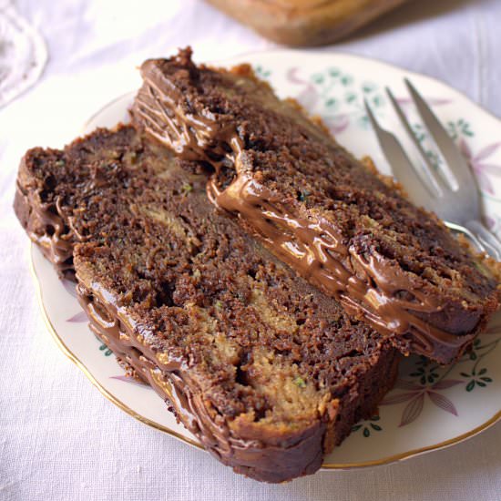 Peanut Butter Swirl Courgette Loaf