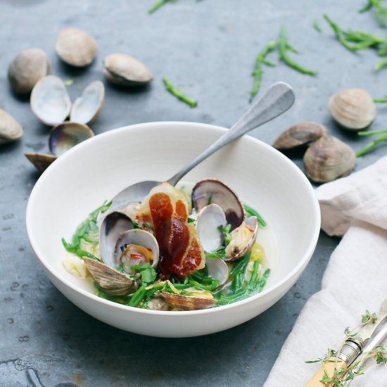 Clams with Samphire + Jamon Iberico