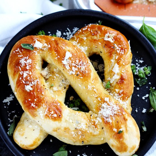 Garlic Parmesan Soft Pretzels