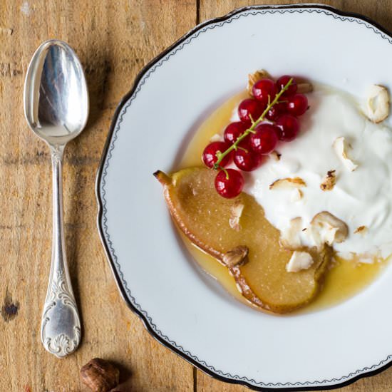 Greek Yogurt And Honey-Glazed Pear