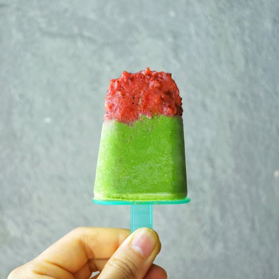 Roasted Berries + Matcha Popiscles