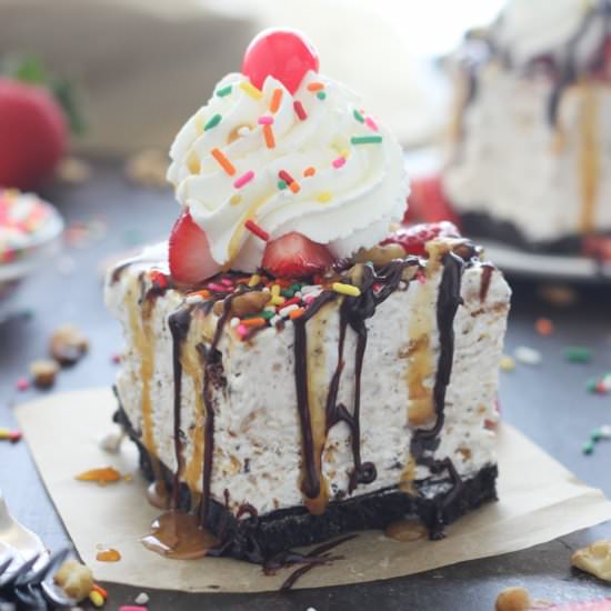 Banana Split S’mores Ice Cream Cake