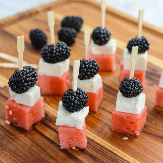 Watermelon Feta Blackberry Skewers