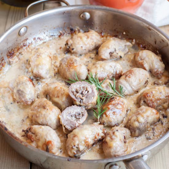 Creamy Pork Rolls with Mushrooms