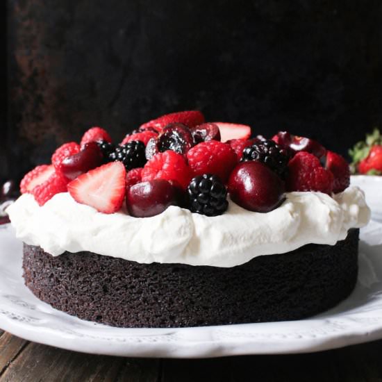 Foolproof Chocolate Cake w/ Berries