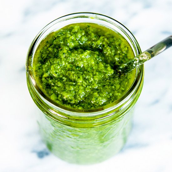 Garlic Scape Basil Pesto