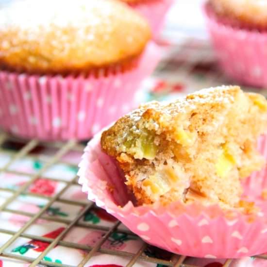 Coconut Macadamia Rhubarb Muffins