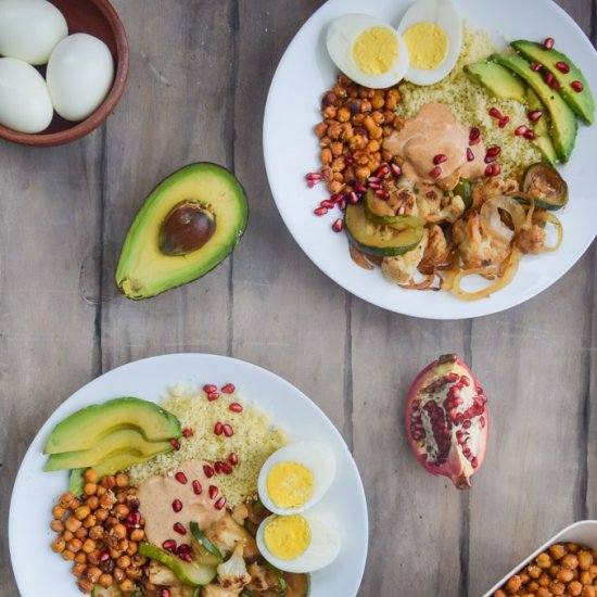 Veggie Grain Bowls with Crispy Parm