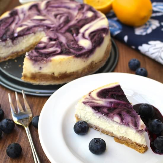 Lemon Blueberry Swirl Cheesecake