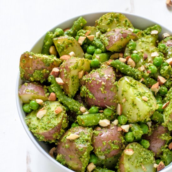 Pesto Potato Salad w/ Peas & Beans